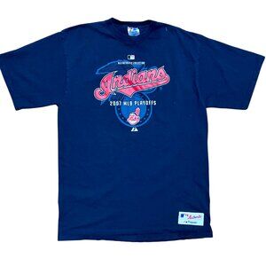 Cleveland Indians Majestic '07 MLB Playoffs Vintage Graphic T-Shirt, Men's Large